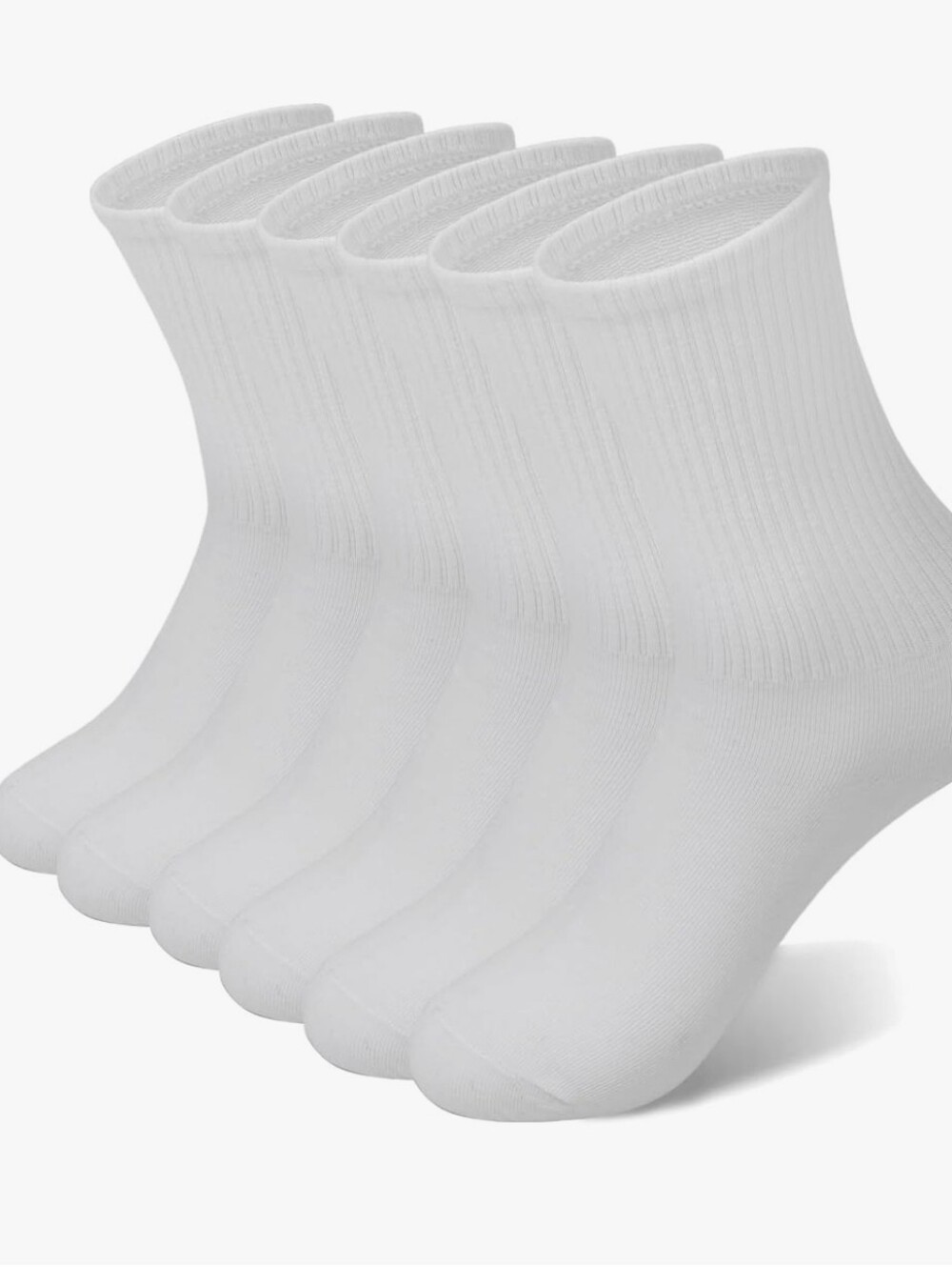 6 pack women's white crew socks.
